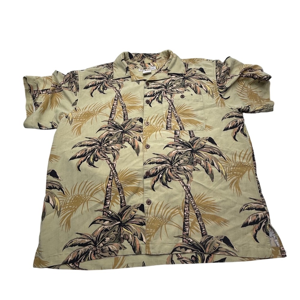 Josef Martin Hawaiian Shirt Mens L Palm Tree Tropical Rayon Button Up Aloha